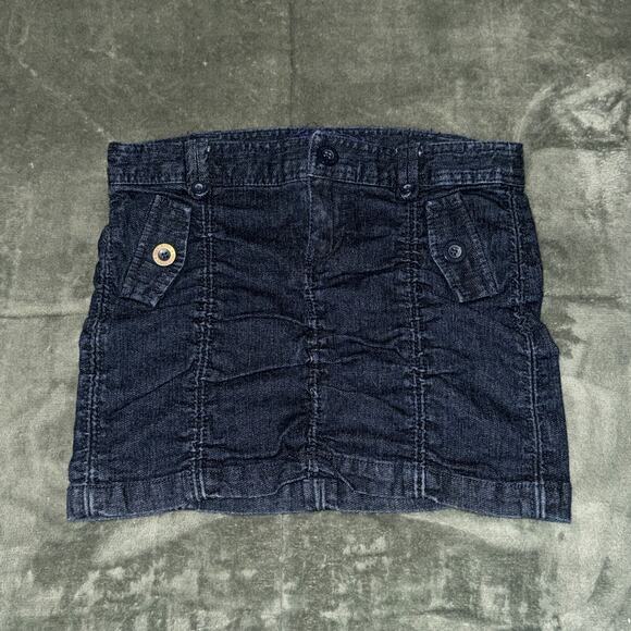 Miley Cyrus & Max Azria Mini Scrunchy Skirt Women's 5 Blue Denim Fits like Small - Picture 1 of 8
